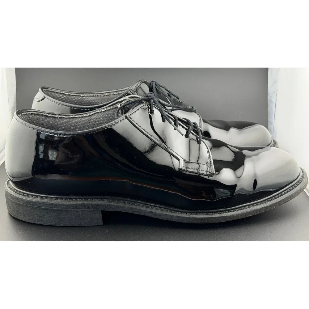 Bates High Gloss Oxford-Dress Shoes, Black, Uniform, Mens Size 12E
